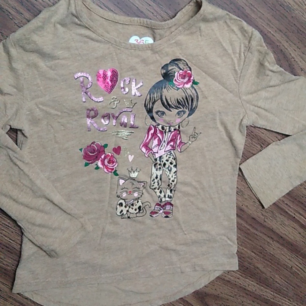 Girls Tan Graphic Long Sleeve Shirt Size 6
